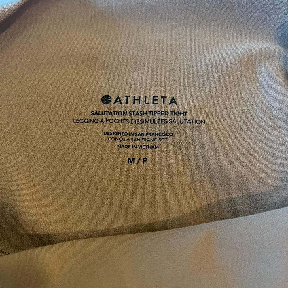 Athleta Salutation Stash Tipped Tight Brown Leggings M/P High Rise Pockets - Picture 6 of 11